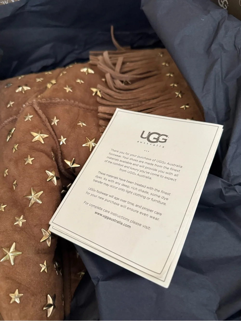 Ugg x Jimmy Choo Starlit Studded Boots Fringe Suede Chestnut US 11